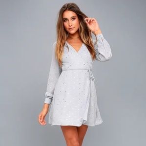 EUC Lulu's grey holiday wrap dress